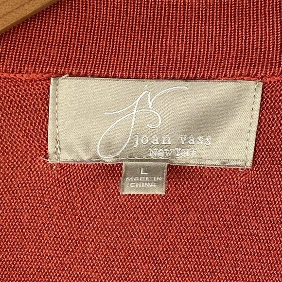 Joan Vass New York Womens Coral Red Open Front Cardigan Sz L Fall Elegant Mature - Picture 3 of 9